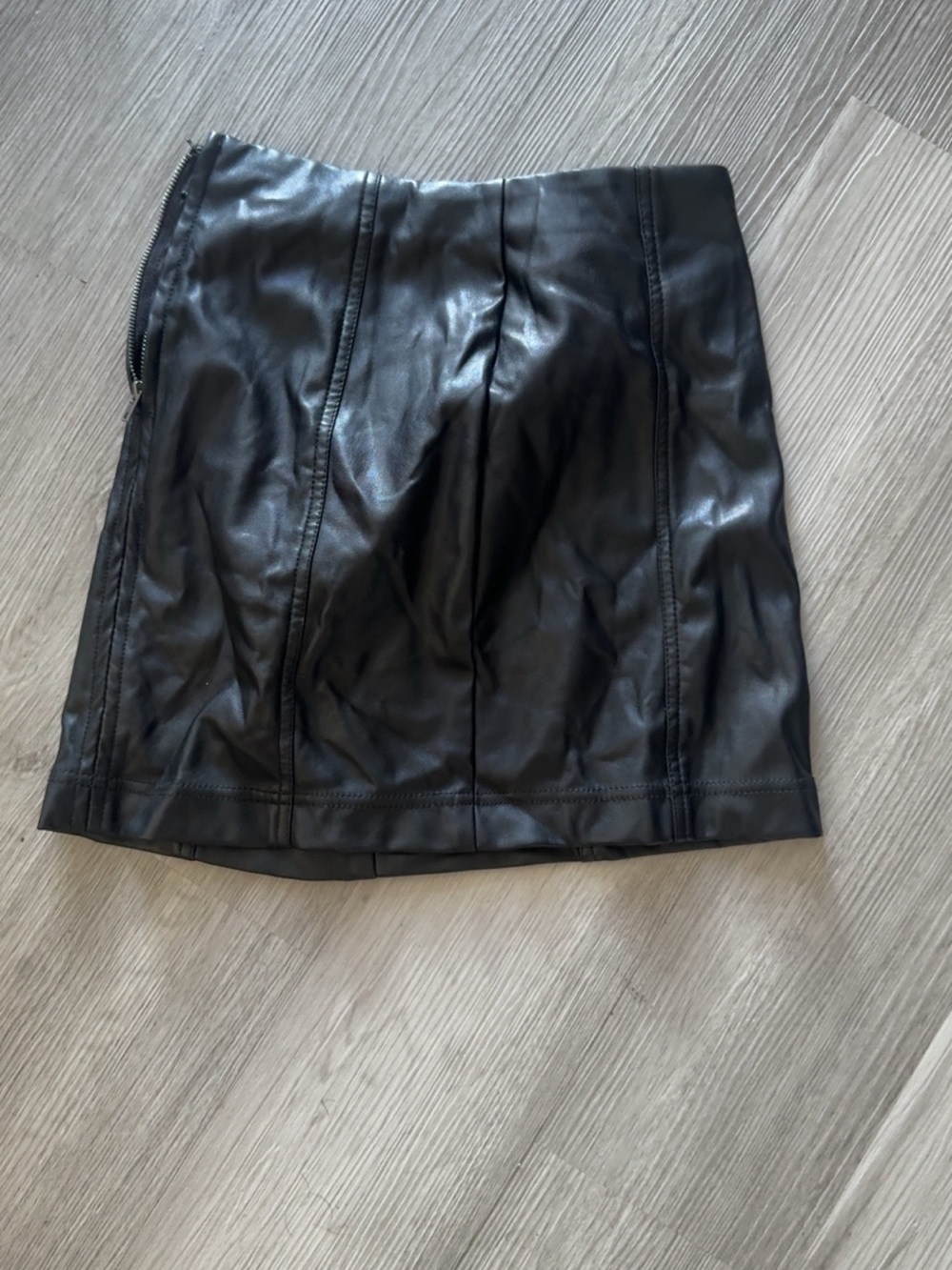 Black faux leather skirt